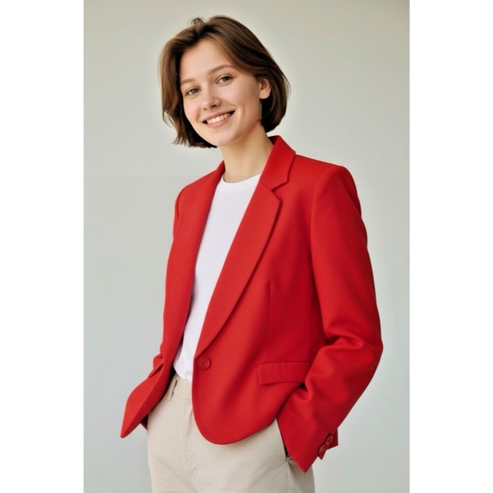 Pendleton VTG cherry red one button notch blazer Virgin Wool sz 6 gold label
